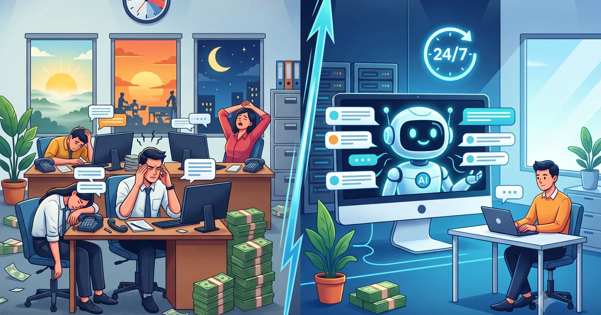Ilustrasi perbandingan biaya admin vs AI